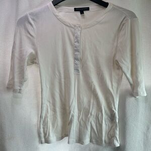 Banana Republic Women's White Henley Shirt